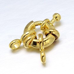 Brass Spring Ring Clasps, Golden, 11x5mm, Tube Bails: 8.5x4.5x1.5mm, Hole: 2mm