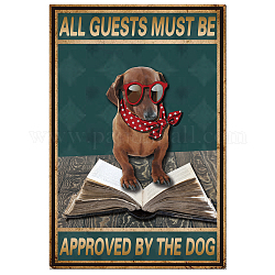 Vintage Metal Tin Sign, Iron Wall Decor for Bars, Restaurants, Cafes Pubs, Rectangle, Dog, 300x200x0.5mm