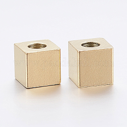 Placcatura ionica (ip) 304 perline in acciaio inossidabile, cubo, oro, 6x6x6mm, Foro: 3 mm