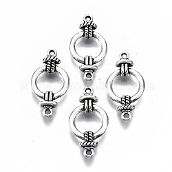 Connettori in lega di stile tibetano, anello,  cadmio& piombo libero, argento antico, 25x13x4mm, Foro: 1.2 mm, circa 800pcs/1000g