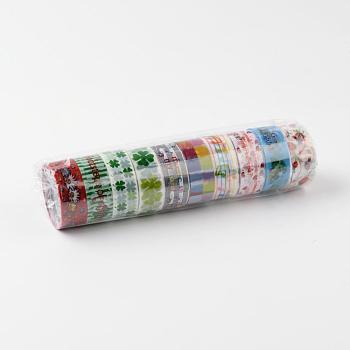 Mixed Pattern DIY Scrapbook, Decorative Adhesive Tapes, Mixed Color, 15mm, about 2.3m/roll