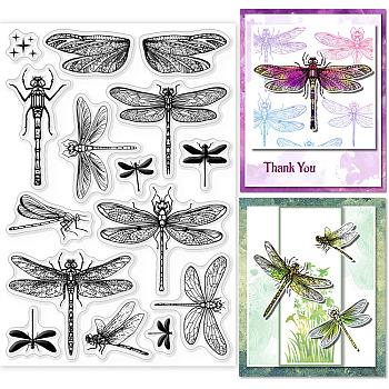 GLOBLELAND Dragonfly Clear Stamps for DIY Scrapbooking Insect Dragonfly Silicone Stamp Seals Transparent Stamps for Cards Making Photo Album Journal Home Decoration 6.3×4.33inch DIY-WH0448-0488