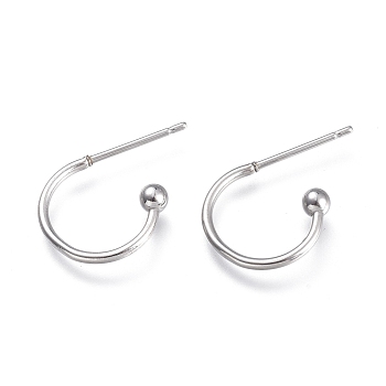 304 Stainless Steel Earring Hooks, Stainless Steel Color, 12.5x18.5x2.5mm, Pin: 0.8mm