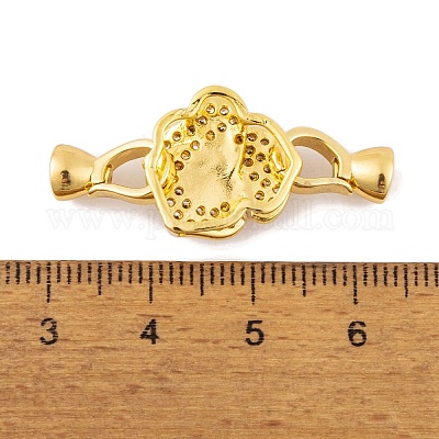 Реечное покрытие латунь микро паве прозрачный кубический цирконий складные застежки KK-K367-08G-1