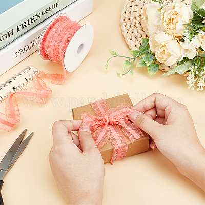 Нейлоновая плиссированная эластичная сетчатая кружевная лента OCOR-WH0086-96B-1