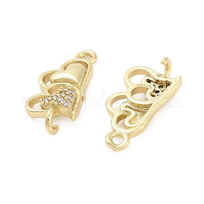 Подвески в форме сердца из латуни с микро-паве и прозрачным кубическим цирконием KK-H527-03A-G-1