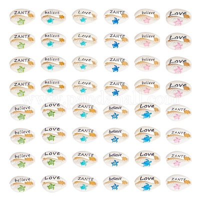 48 шт. 12 принтованных бусины из ракушек каури SHEL-PH0001-31-1