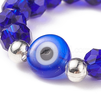 Женское кольцо на палец с бусами из стекла и лэмпворка RJEW-JR00500-1