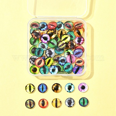 60шт полукруглые стеклянные кабошоны с глазом GGLA-FS0001-16A-1