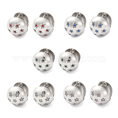 Серьги-кольца из нержавеющей стали 304 с прозрачным кубическим цирконием для женщин EJEW-Z076-01P-1