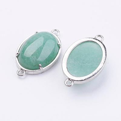 Соединители звеньев авантюрина натурального зеленого цвета латуни&nbsp;G-E398-04M-1