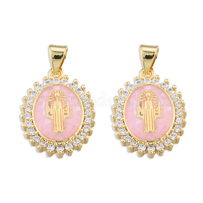 Латунные микропаве прозрачные подвески с фианитом KK-N227-95C-1