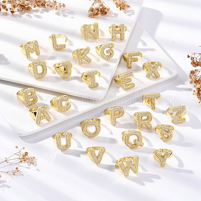 Кольца-манжеты для пальцев с покрытием из латуни с микропаве из прозрачного кубического циркония для женщин RJEW-M028-01G-1