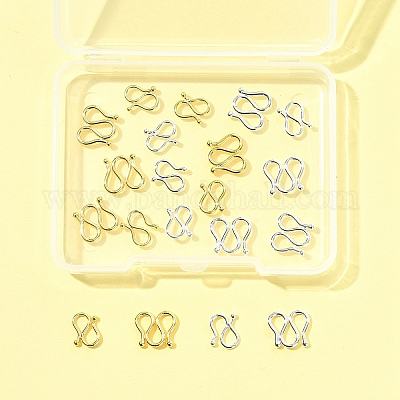 20 шт. 4 стиля латунных S-образных застежек KK-FS0001-59-1