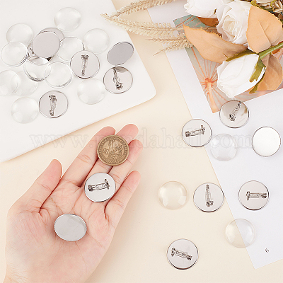 Kit Base Per Spille Fai Da Te UNICRAFTALE – 30 Pezzi In Acciaio Con Cabochon Di Vetro, 6 Misure - 6