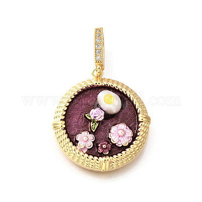 Латунные подвески с микропаве из кубического циркония и эмали KK-R222-14G-03-1