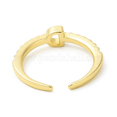 Кольцо-манжета с открытой буквой из прозрачного кубического циркония RJEW-H120-09G-D-1