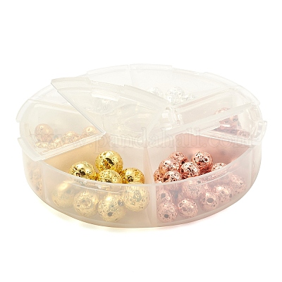 90шт 2 размера гальванические бусины из натурального вулканического камня G-FS0001-24-1