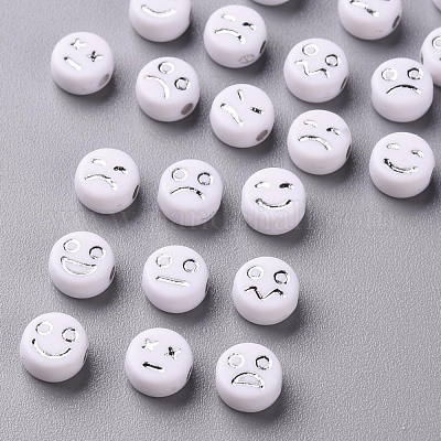 Непрозрачные белые акриловые бусины MACR-N008-42-B02-1