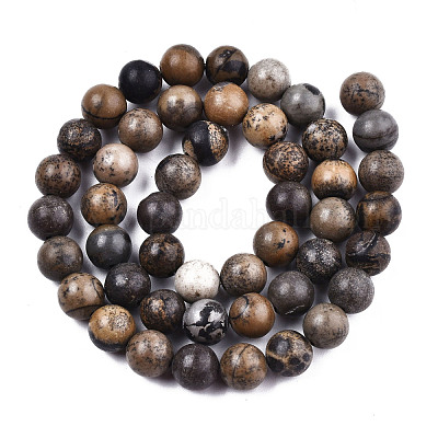 Натуральные дендритные нити из бисера яшмы G-S186-8mm-1