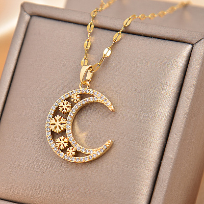 Луна снежинка латунные микропаве прозрачные кубические цирконии подвески ожерелья FS-WG13E36-01-1