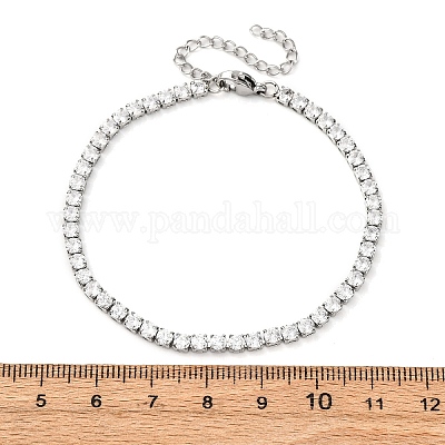 Браслеты-цепочки из нержавеющей стали 304 с кубическим цирконием для женщин BJEW-G754-01B-P03-1