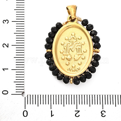 Ионное покрытие (ip) 304 нержавеющая сталь граненые рондель овальные подвески с травяным покрытием STAS-Z100-04G-08-1