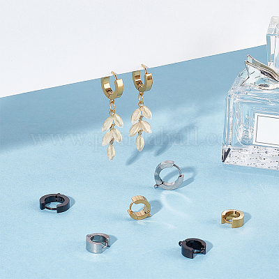 12 шт. 6 стиля фурнитуры для сережек-колец из нержавеющей стали 304 STAS-UN0043-23-1