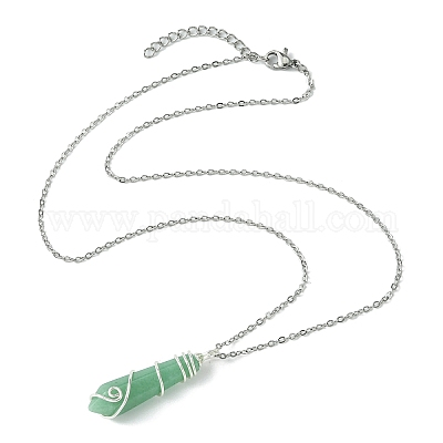 Ожерелья с подвесками в форме пули из натуральных смешанных драгоценных камней NJEW-JN05026-02-1