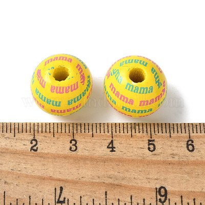 Тема дня матери печатные деревянные европейские бусины WOOD-F016-01-1