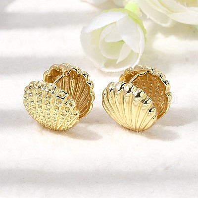 Серьги-кольца из латуни в форме ракушки EJEW-Z149-01G-1