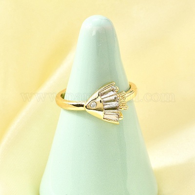 Кольца-манжеты с микропаве из латуни и кубическими цирконами в морском стиле для женщин RJEW-F184-17D-G-1