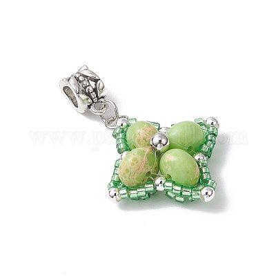 Европейские подвески-шармы в форме звезды из окрашенной синтетической императорской яшмы и стеклянных бусин PALLOY-MZ00693-05-1