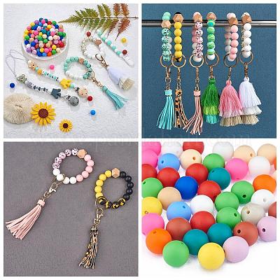 Wholesale 100Pcs Silicone Beads Round Rubber Bead 15MM Loose Spacer Beads  for DIY Supplies Jewelry Keychain Making 