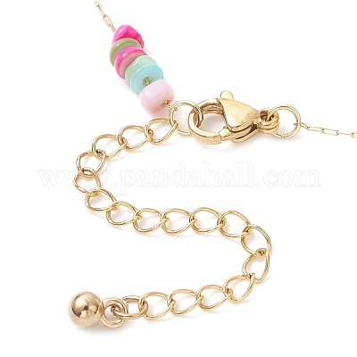 Браслеты на ногу из окрашенных дисков с натуральными ракушками AJEW-AN00725-1