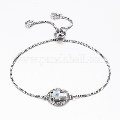 Регулируемые латунные браслеты из микропаве из циркония и боло BJEW-G583-08P-1