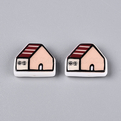 Печатные непрозрачные бусины из смолы&nbsp;RESI-N043-09B-02-1