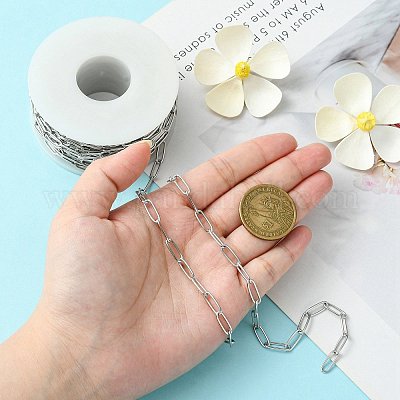 Не тускнеющие цепочки-скрепки ручной работы из нержавеющей стали марки 304 STAS-F230-15P-1