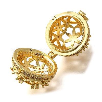 Подвески из латуни с микропаве из кубического циркония с бусинами-клетками KK-M313-12G-02-1