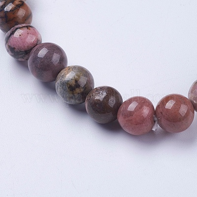 Натуральный Rhodonite бисера браслеты простирания&nbsp;BJEW-I253-8mm-26-1