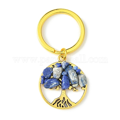 Подвеска-брелок из сплава и натуральных смешанных драгоценных камней в тибетском стиле KEYC-JKC00646-03-1