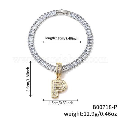 Модные латунные браслеты с подвесками из прозрачных кубических цирконий с микропаве AF9298-16-1