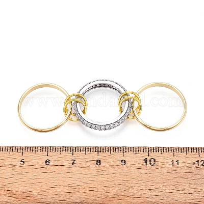 Латунные микро проложить пальцев кольца кубического циркония RJEW-D325-01PG-06-1