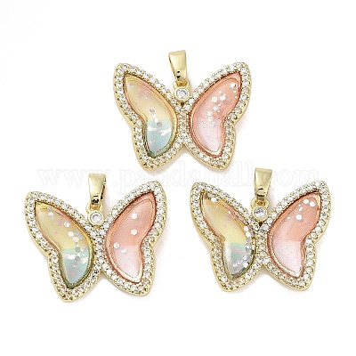 Настоящие 18-каратные позолоченные подвески из латуни с микропаве из кубического циркония KK-R161-05G-02-1