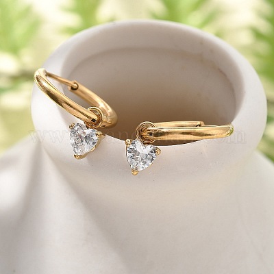 Серьги-кольца из нержавеющей стали 304 с микропаве из кубического циркония STAS-R004-03G-02-1