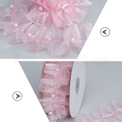 Полиэстер с пластиковыми бусинами-жемчужинами OCOR-WH20003-63A-1