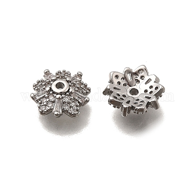 Колпачки для бусин из прозрачного кубического циркония из латуни KK-Z126-18P-1