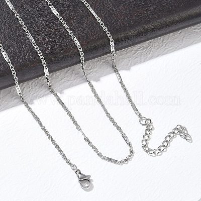 10mm 304ステンレススチール製ミックスチェーンネックレス 2個 変色 
