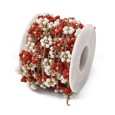 Цепи из нержавеющей стали 304 ручной работы с бусинами CHS-L031-11G-01-1