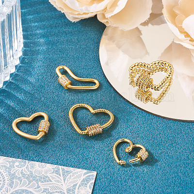 5 шт. 5 стиля латунные микропаве прозрачные кубические цирконии винтовые карабины с замком ZIRC-TA0002-17-1